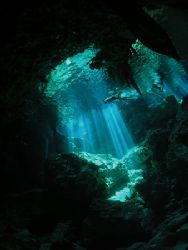 Dos Ojos Cenote. Snorkellers from downearth. Natural Light by Cipriano Gonzalez 